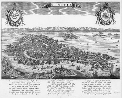 Map of Venice with Three Texts in Latin, Dutch, and French by Dancker Danckerts